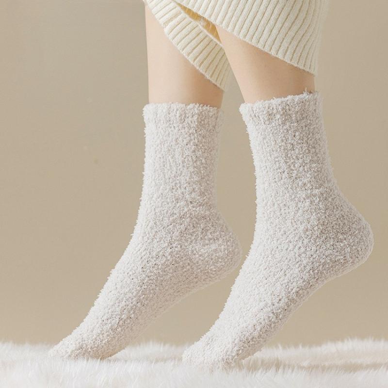 Autumn Winter Mid-Calf Socks Warm Floor Socks Women's Coral Fleece Socks
