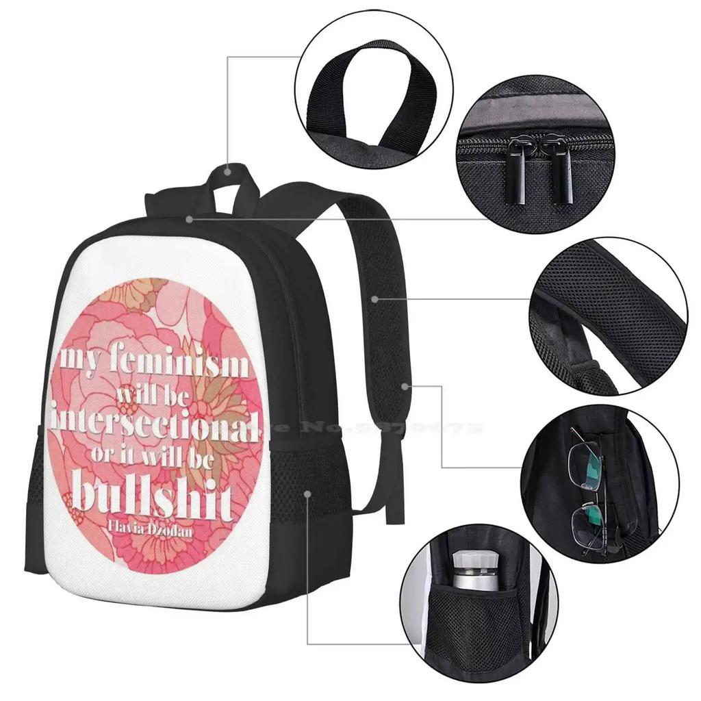 Intersectional Feminism Backpack For Student School Laptop Travel Bag Intersectional Feminism Feminist Slogan 60s Flavia Dzodan