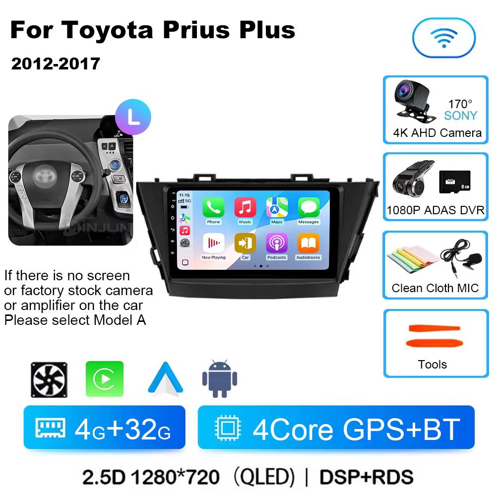 Wireless CarPlay Android Auto Radio for Toyota Prius Plus V Alpha 2012-2017 Android 14 Car Multimedia GPS Navigation Autoradio