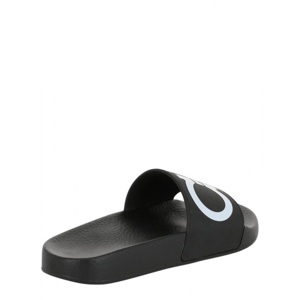 Salvatore Ferragamo Groovy Dual Gancini Slides Black