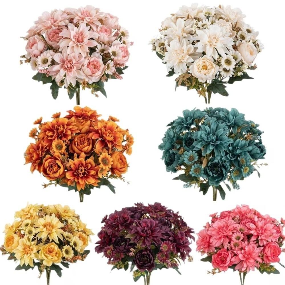 Bridal Bouquet Silk Dahlia Flower Arrangements Simulated Dahlia Artificial Flowers Bridal Bouquet