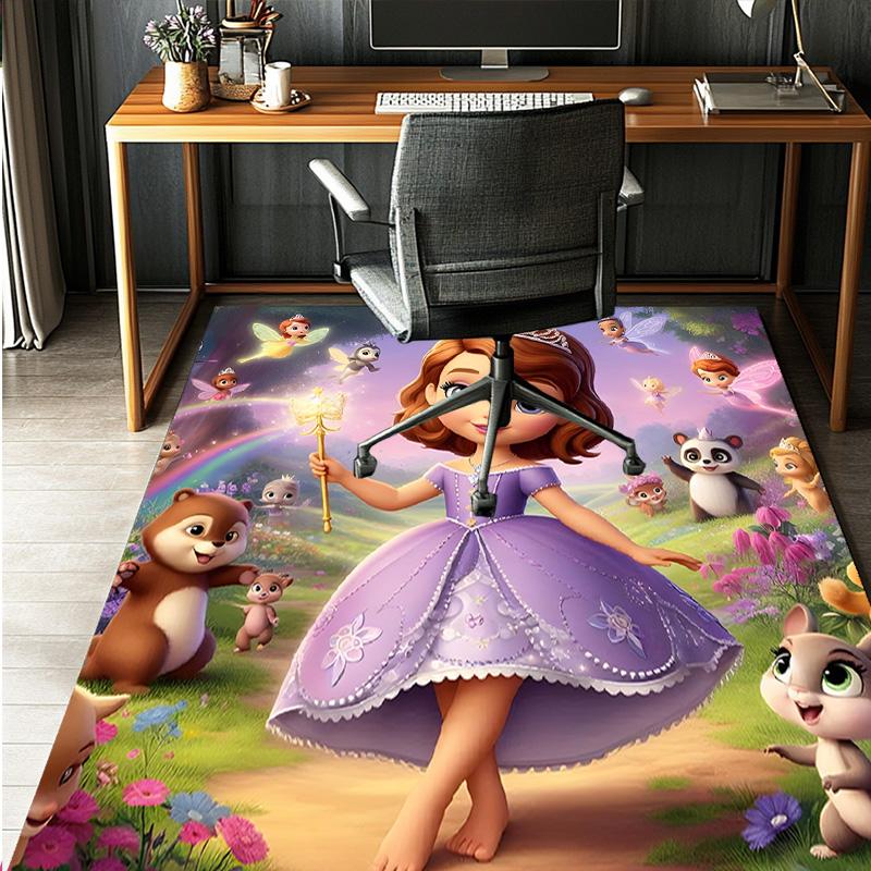 Sofia the First Pattern Rug, Indoor/Outdoor Mat, for Picnic, Gameroom, Bedroom, Office, Living Room, Home Decor Carpet, Birthday Gift