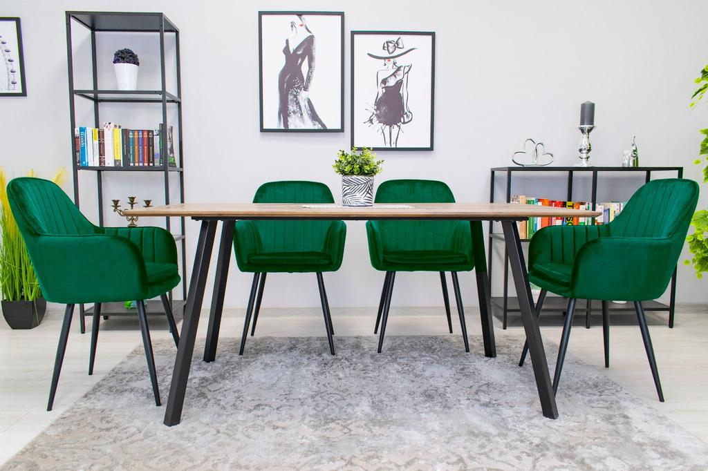 LUGO Chair - Green Velvet / Black Legs X 1