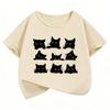 Cute Black Cat Graphic Kids Tshirts Summer Short Sleeve Tees Cartoon Animal Boys Girls Clothes Kawaii Tops Y2K Children Tshirt