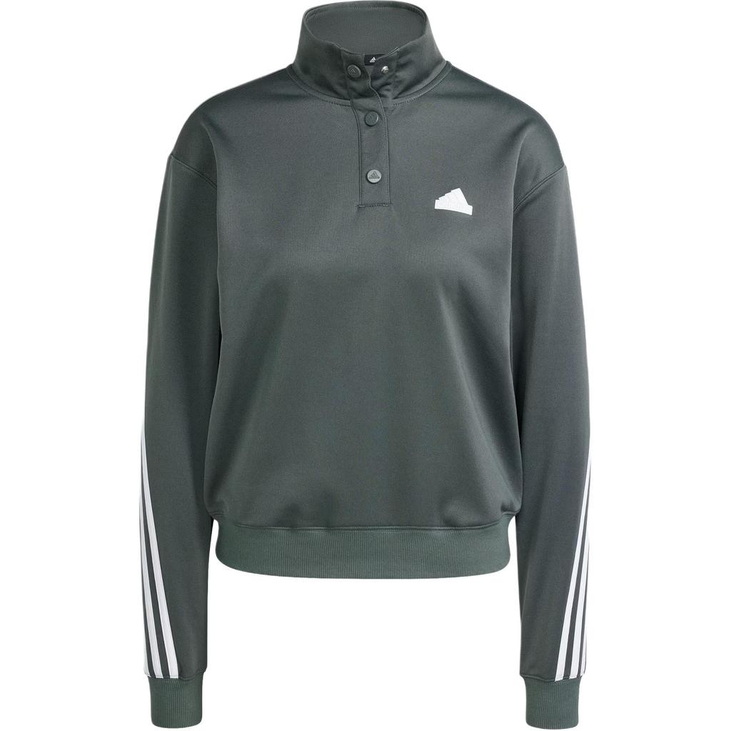 Adidas Iconic Wrapping Track Jacket American Vintage Half-Zip Sports Casual Long Sleeve Striped Logo Print Sweatshirt Women Jackets Green IT4825