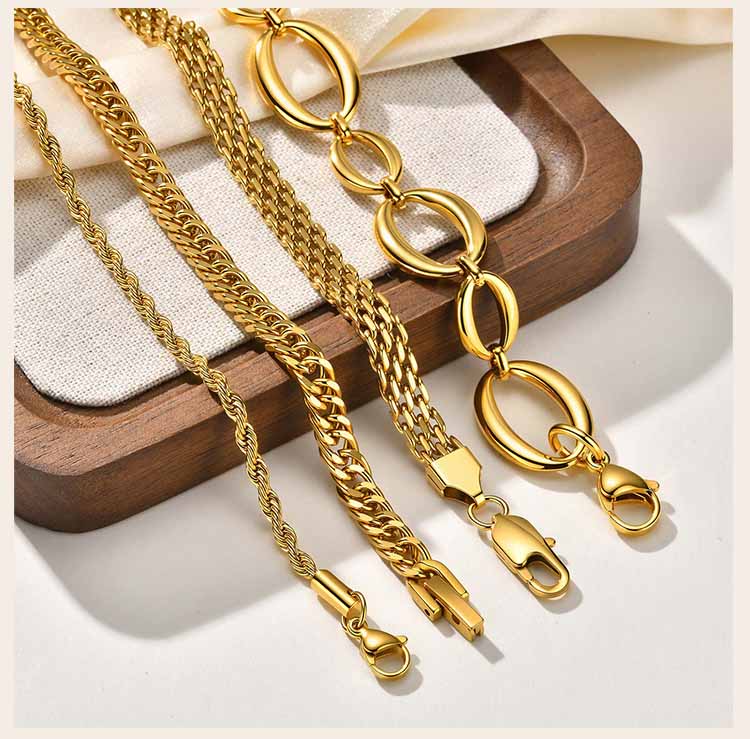 Minimalist Stackable Chain Bracelet for Women, 18K Gold Plated Stainless Steel, Waterproof Non Tarnish Dainty Jewelry Gift