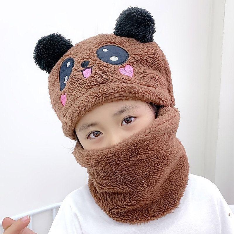 Children's Hats Autumn and Winter Warm Older Children and Children Rabbit Scarf Integrated Rabbit Hat Girls Neck Cover New