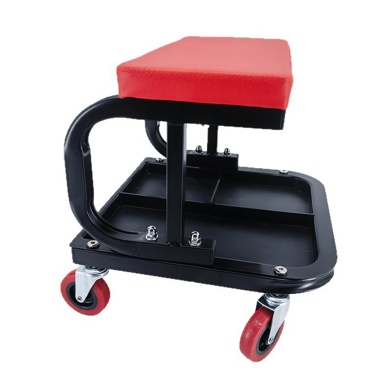 Multifunctional C-type Repair Stool with Wheels: Thick Leather Work Stool for Auto Repair, Beauty, and Car Wash