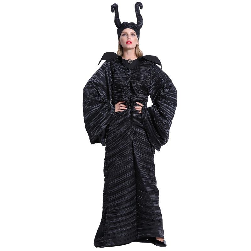M-3XL Halloween Costume, Adult Demon Horn Witch Costume, Sleeping Spell Dark Wizard Costume