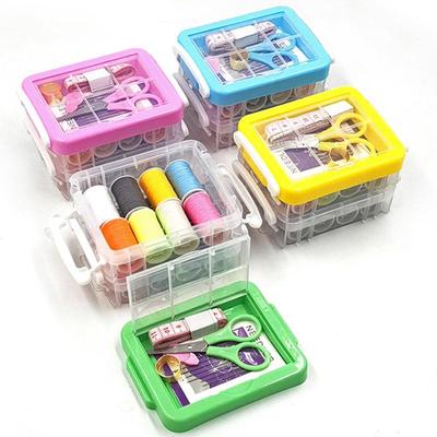 Home Storage Sewing Box Set Dormitory Double Layer Sewing Box Treasure Box Sewing Kit Sewing and Mending Tools