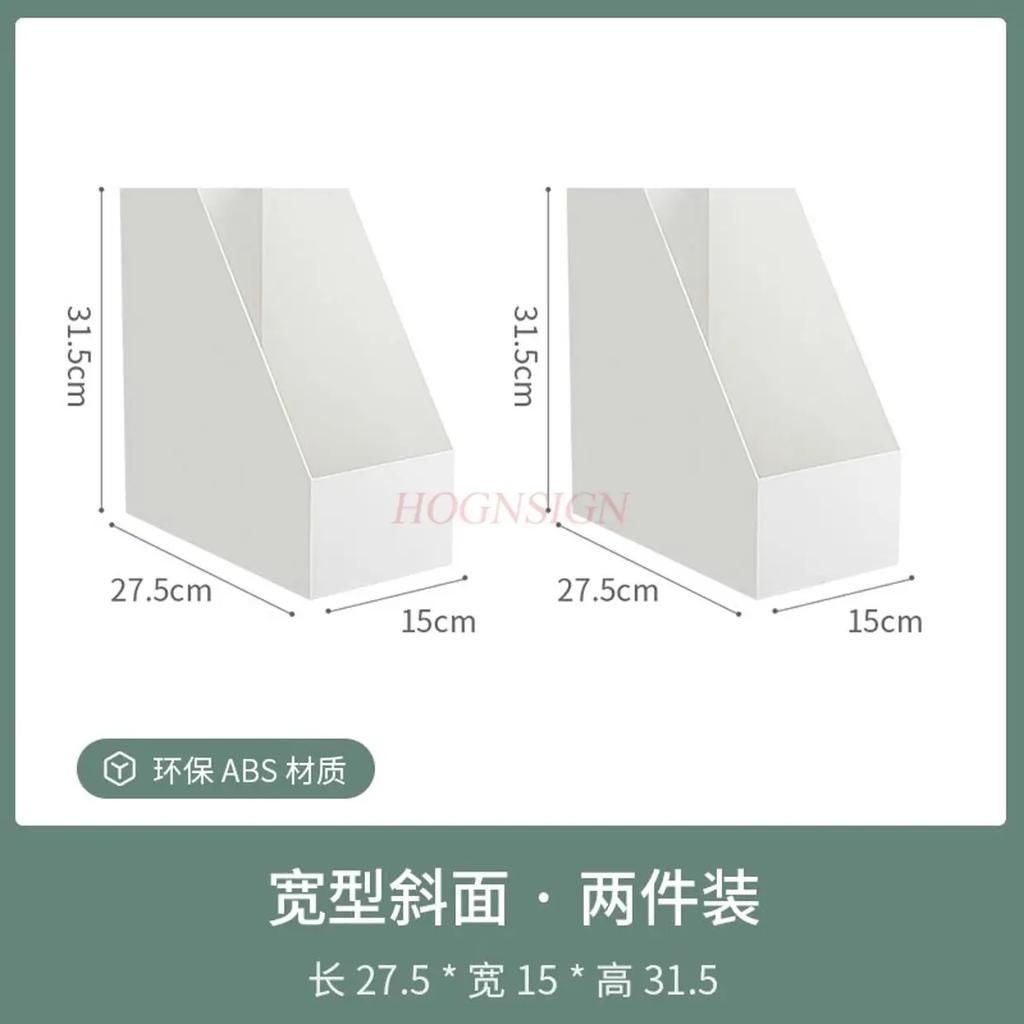 2pcs Office desktop white book storage box, drawer file box, organizing box, angled file rack, storage rack