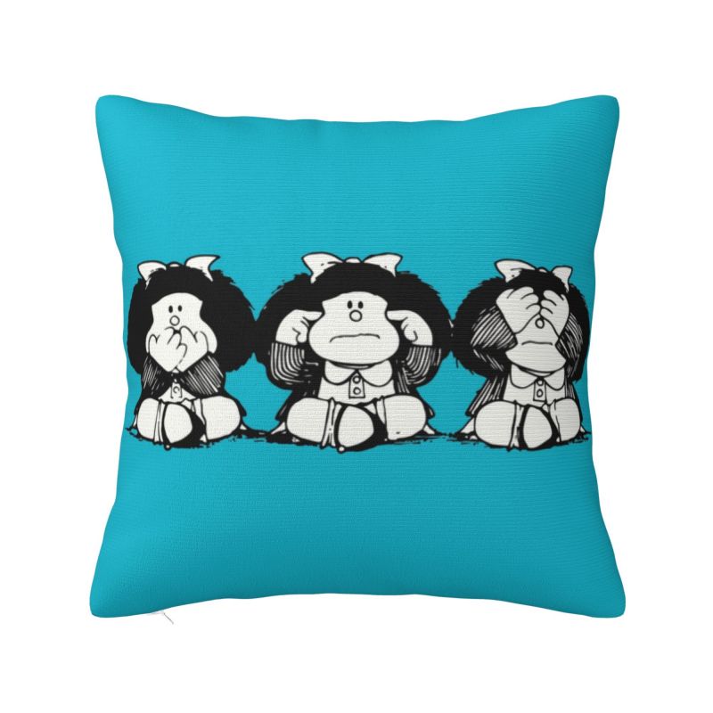 Manga Quino Mafalda Cushion Cover Kawaii Cartoon Velvet Luxury Pillows Living Room Decoration