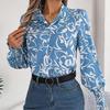 Elegant Women Floral Print V Neck Long Sleeve Blouse for Spring Autumn Season