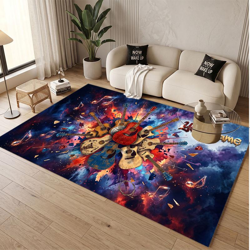 Music General Theme Soft Crystal Velvet Rug Custom Name & Text Print Non Slip Floor Rug for Bedroom Living Room