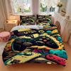 3pcs Anime Cartoon Design Gaming Controller Themed Bedding Set - Includes One Quilt Cover and Two Pillowcases (No Core) - Perfect for Bedroom and Gues