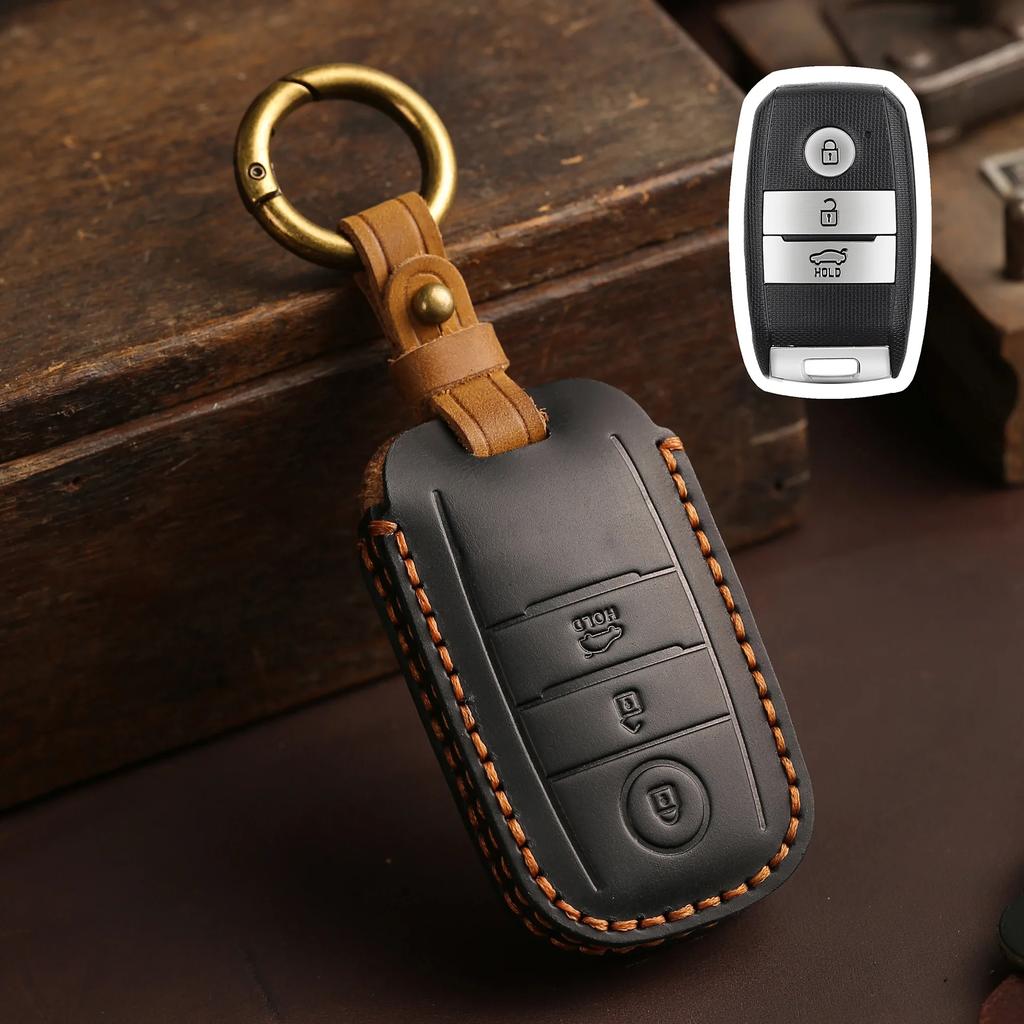 3 4 6 Buttons Key Fob Remote Fit For Kia Sportage Cerato Optima K3 K4 K5 Rio Picanto K2 Soul Sorento Ski Sedona Genuine Leather Auto Key Fob Cover