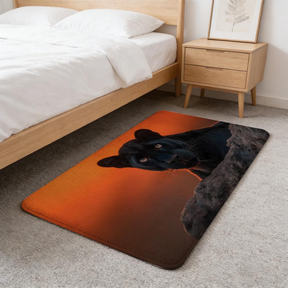 Animal Cool L-leopardS Fun Floor Mat Washable Absorbent Flannel Door Mat Non-Slip Indoor Floor Carpet