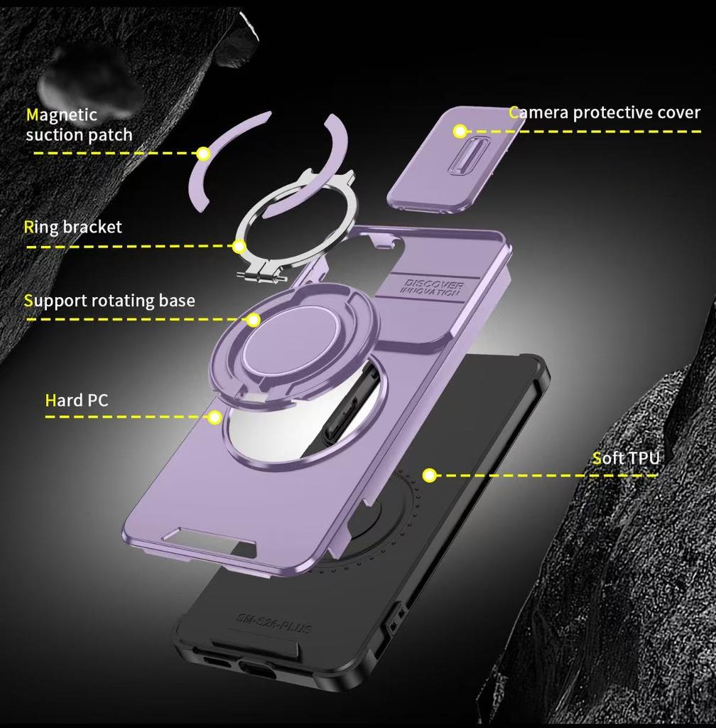 Custodia per telefono con supporto ad anello magnetico antiurto Armor per Samsung Galaxy S26Edge S26 Ultra Plus Cover protettiva a ribalta per fotocamera