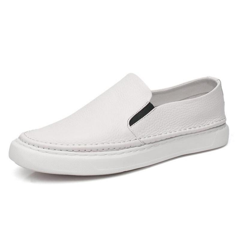 

New Men Casual Shoes Genuine Leather Loafers Office Shoes for Men Driving Moccasins Comfortable Slip on Party Fashion Shoes Men 38 білий