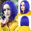 Synthetic Dark Blue Bob Wig Short Straight Wig for Women, Anime Coraline Cosplay Wigs for Halloween Cosplay Party Daily Wear