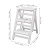 White 3-Tier Step Stool Ladder, Folding Wood Step Stool with Handle, Non-Slip Wide Pedal, Compact Storage, Supports Up To 220lbs
