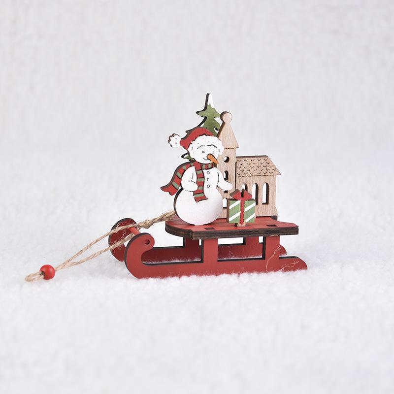 Christmas Decorations, Wooden, Colorful, Assembled Sled, Cartoon Old Man, Window Display, DIY Gifts for Children