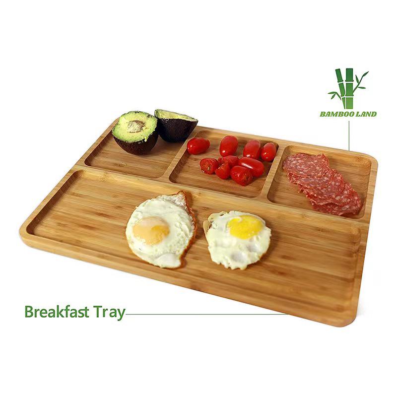 

Bamboo Snack & Dessert Tray - Solid Wood Plate for Tea, Snacks, and Fruit 33 x 19.5 cm
