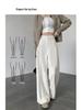Aixuan Off-White Wool Wide-Leg Casual Pants - Women's High-End Straight-Leg Draped Pants for Autumn 2025