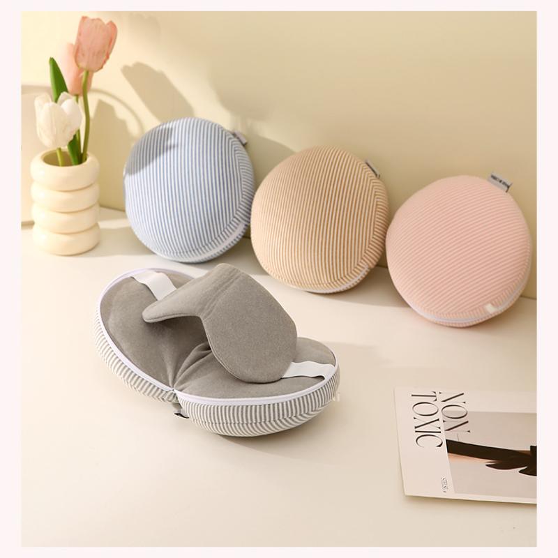 Portable 2 In 1 Neck Pillow Multifun Sleeping Mask Travel Eye Cover Flight Leg Rest Airplane Office Napping Sleeping Pillow