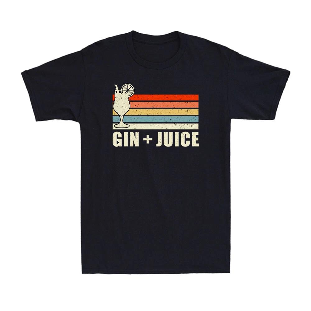 Gin + Juice Funny Gin Juice Drinking Lovers Vintage Men s Cotton T-Shirt T-shirt XS