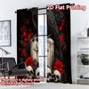 2D FLAT PRINTING 2pcs Curtains (Without Rod) Halloween Raven and Skulls Popular Curtains Digital Printed 100% Polyester Curtains