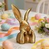 Osterhase Figur Vintage Gold Harz Hase Statue Frühlingshase Tischmittelstück für Zuhause Innen Dekoration