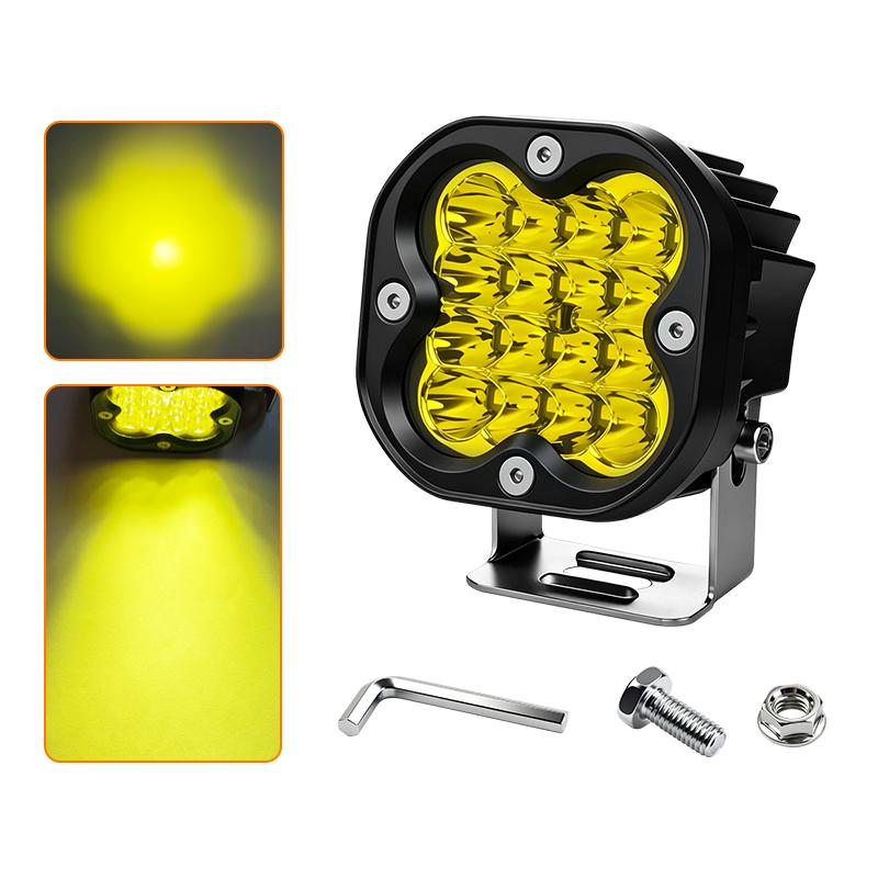 Universal LED Headlights & Fog Lights, LED Work Light Bar, 12V Spotlight, White and Yellow, 4x4 Off-Road Accessories