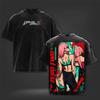 Zero Two Darling in The Franxx Gewaschenes Grafik-T-Shirt Vintage Unisex Anime Übergroß Kurzarm Herren Baumwolle Streetwear T-Shirt