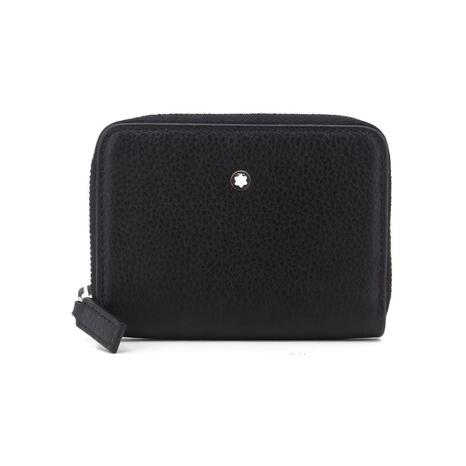 Montblanc Meisterstück Series Grain Leather Zipper Coin Purse Men Wallets Black 113009 Box(Basic Set+Box)