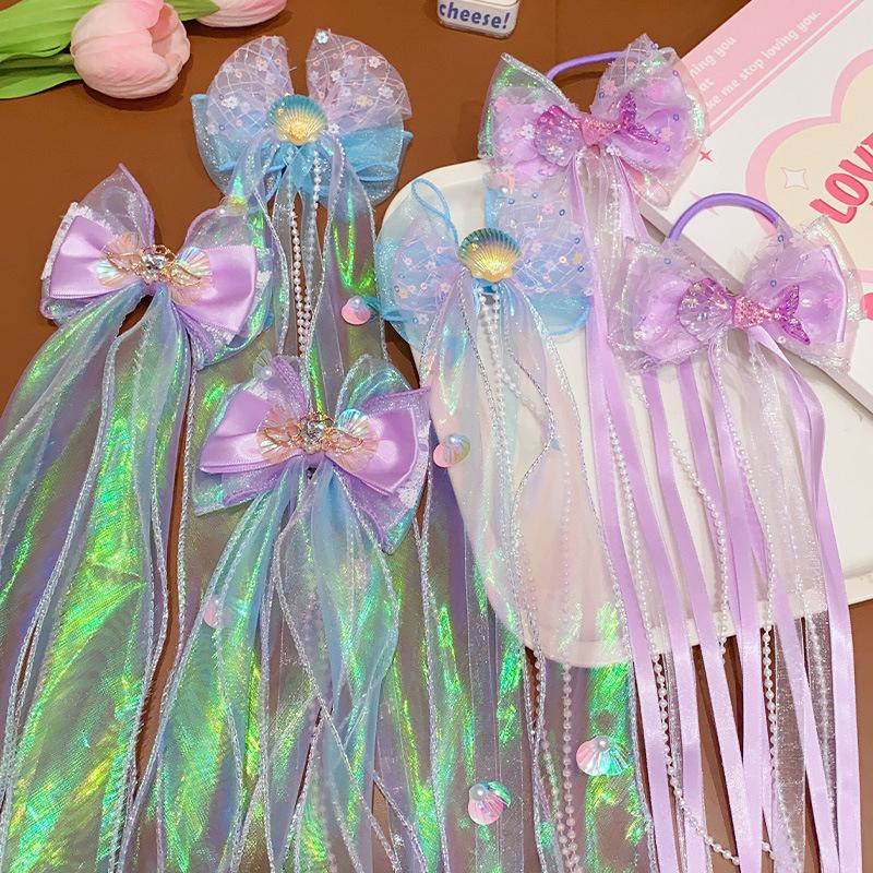 Mermaid Headwear, Children'S Princess Bow, Hairpin, Girls' Floating Yarn, Braided Hair Clip, Mermaid Maiden Hair Accessory