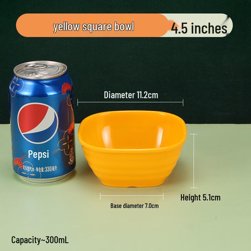 Jingyu Melamine Square Rice & Condiment Bowls (10-Pack)