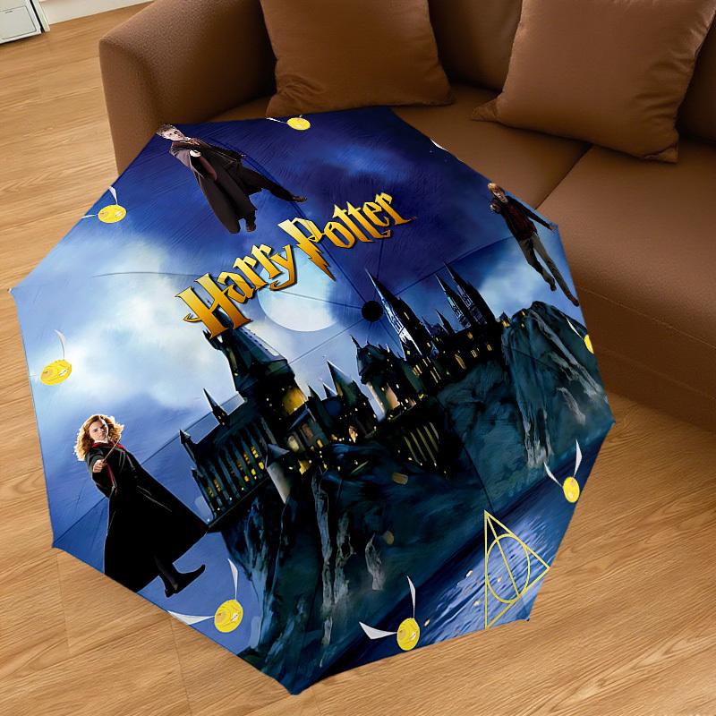 1PC Harry Potter Deathly Hallows Umbrella-8-Rib Reinforced, Automatic Open, Lightweight & Durable, Cute Fashion Accessory for Outdoor, D2637