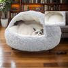 Katzenbett Rund Plüsch Flauschig Mit Kapuze Katzenbett Höhle Gemütlich für Innenkatzen oder Kleine Hundebetten Donut Ruhig Anti-Angst Hundebett Katzenhöhle