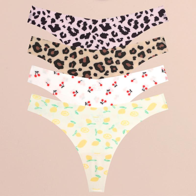 

4 шт. ультратонкое бесшовное нижнее белье женские трусики сексуальные стринги с графическим принтом женские эластичные леопардовые стринги комфортное нижнее белье S&4pcs