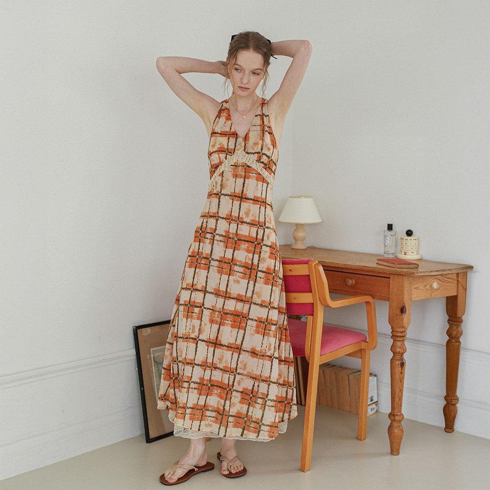 Deondeulob Dd_Sunset Plaid Dress_Orange