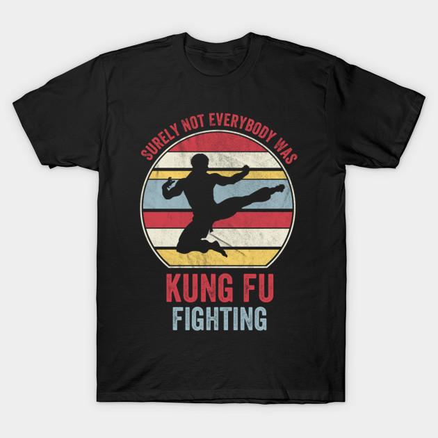 

Men Black Print T-shirt Surely Not Everybody Was Kung Fu Fighting No-Cut Transfer Paper Print Cotton Tshirt M чорний