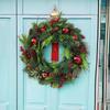Grenzüberschreitender Weihnachtskranz aus Tannenzapfen und Beeren als Türschmuck