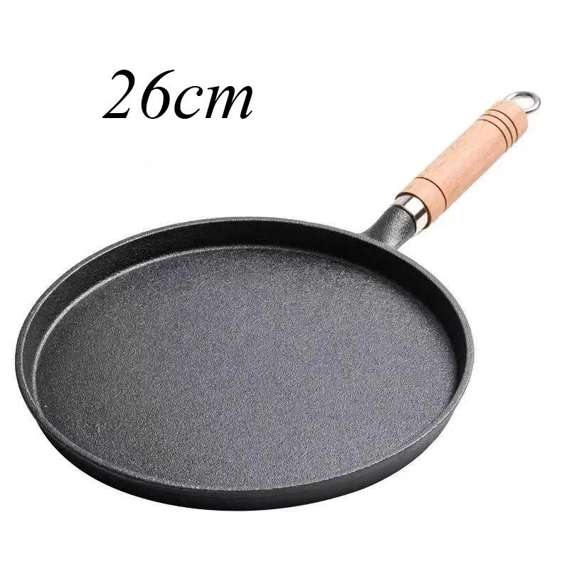 Cast Iron Frying Pan Uncoated Non-stick Egg Pancake Pan Crepe Maker Steak Frying Pot Gas Induction Cooker Kitchen Cookware