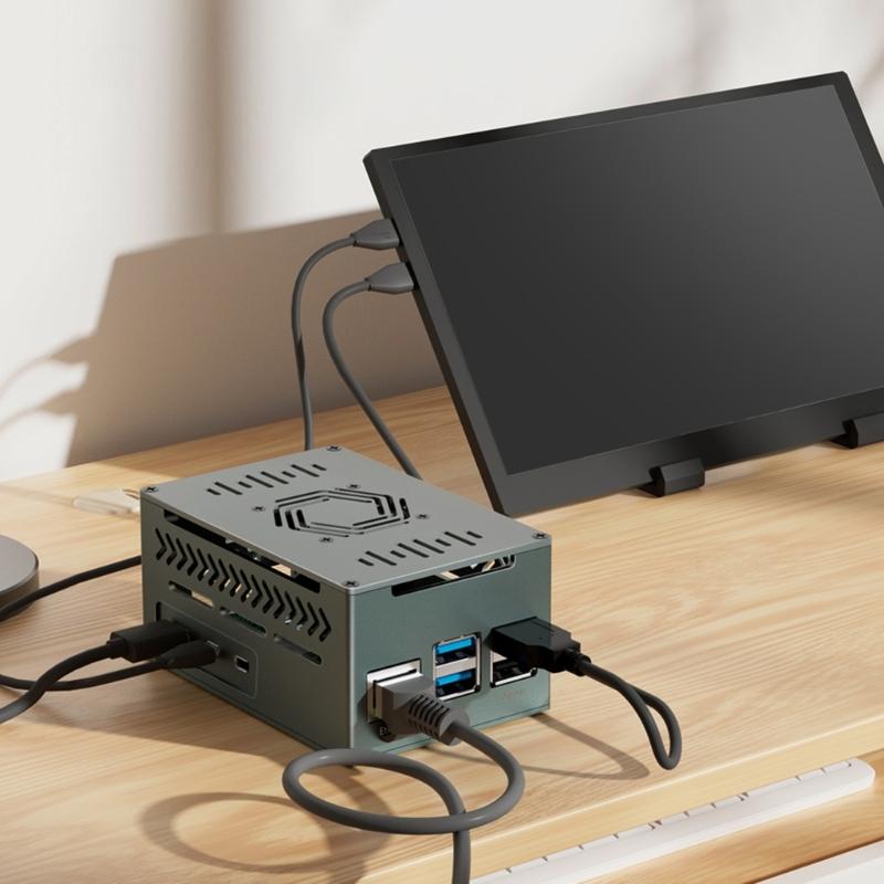 Aluminum Enclosure Box For RPI 5 Board Case With Quiet Efficient Fan and Heatsinks Enhances Performances