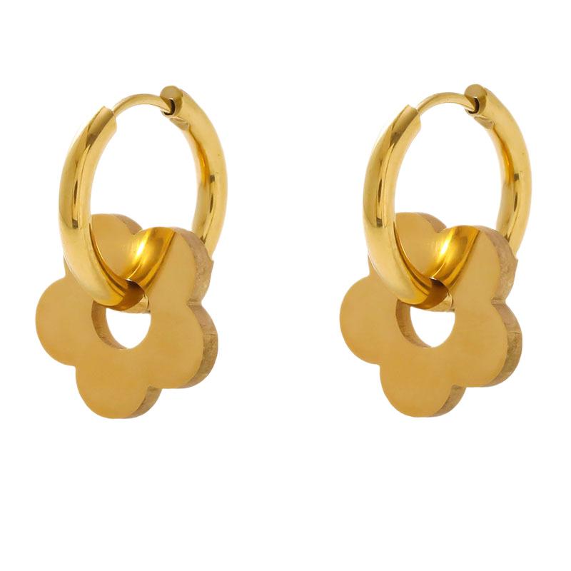 Flower earrings stainless steel high-end stud earrings fashion versatile trend temperament niche style