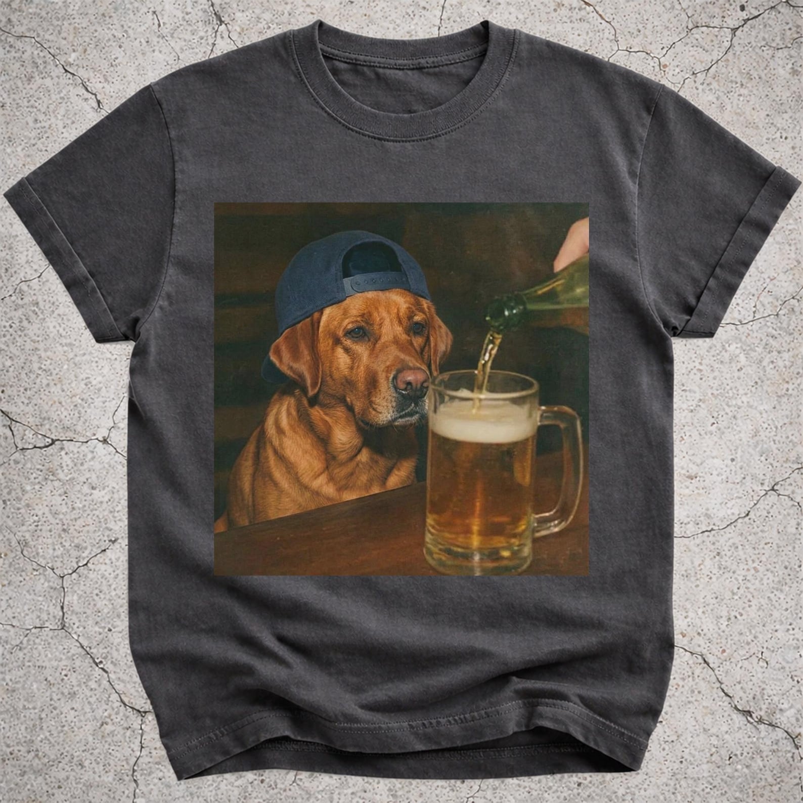 Fox Red Lab Drinking Beer Shirt, Funny Labrador Beer Meme Tee, Silly Dog Graphic T-Shirt, Novelty Beer Lover Gift for Dog Mom Dad S
