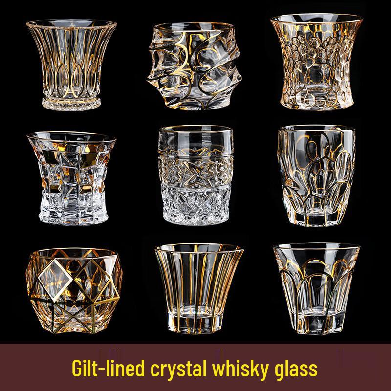 European Gilded Crystal Whisky Glass