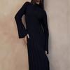 Elegant Turtleneck Knitted Sweater Dress for Women Fashion Long Sleeve Slim Casual Maxi Dress Fall Winter Holidays Party Dress