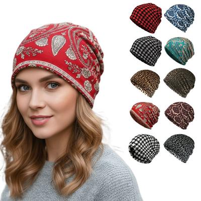 Bonnet pull-over à couleurs contrastées multifonctionnel garde au chaud pour femmes automne et hiver